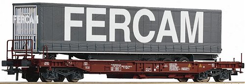 Standard well-flat car with trailer &quot;Fercam&quot;<br /><a href='images/pictures/Roco/47630.jpg' target='_blank'>Full size image</a>